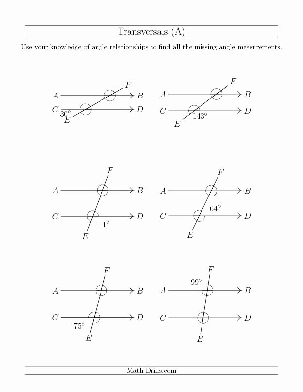 Angle Relationships Worksheet Answers Elegant Angle Relationships In Transversals A New 2013 07 17