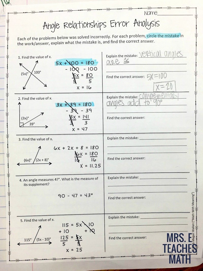 Angle Relationships Worksheet Answers Lovely Angles and Relationships Inb Pages