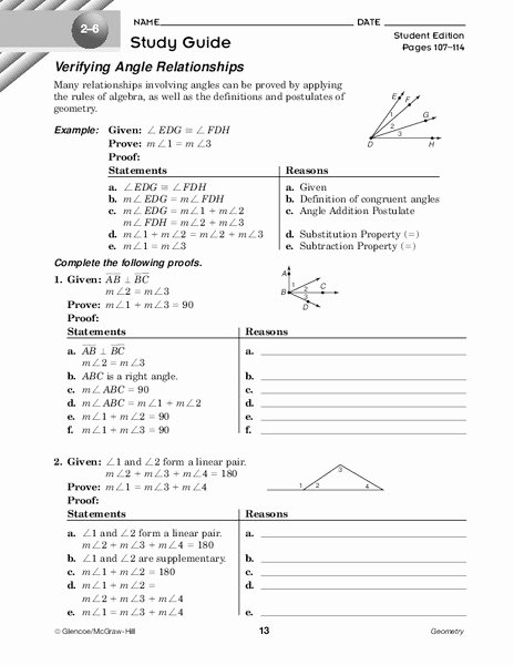 Angle Relationships Worksheet Answers Luxury Verifying Angle Relationships Worksheet for 10th Grade