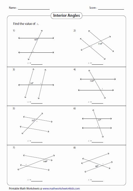 Angles and Parallel Lines Worksheet Fresh Angles formed by A Transversal Worksheets