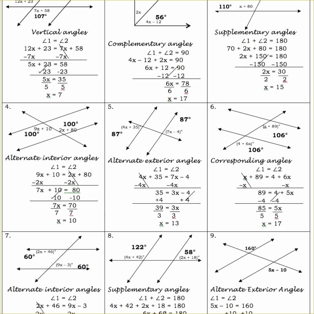 Angles and Parallel Lines Worksheet Fresh Parallel Lines Cut by A Transversal Worksheet Answer Key