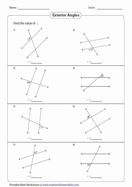 Angles and Parallel Lines Worksheet Inspirational Angles formed by A Transversal Worksheets
