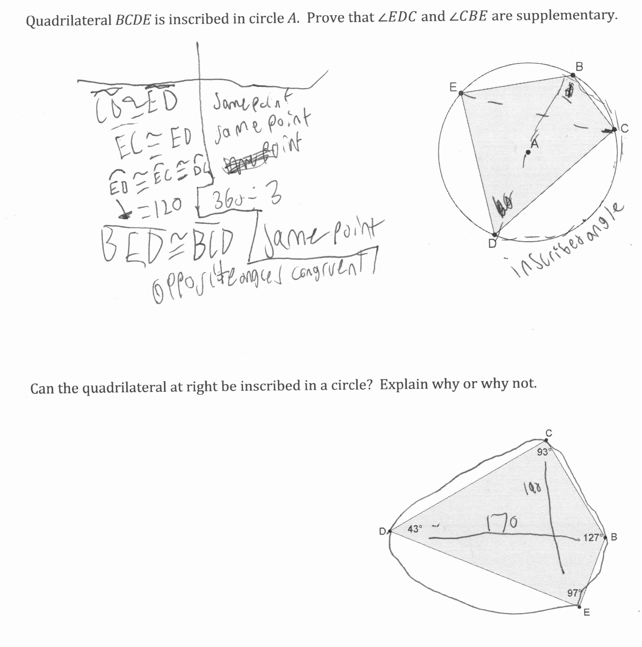 Angles In A Circle Worksheet Awesome Inscribed Quadrilaterals