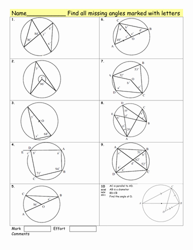 Angles In A Circle Worksheet Beautiful Maths Circle theorems Homework Worksheet by Tristanjones