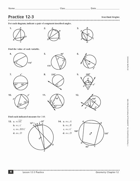 Angles In A Circle Worksheet Beautiful Practice 12 3 Inscribed Angles Worksheet for 10th 12th