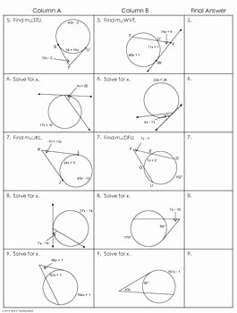 Angles In A Circle Worksheet Fresh Angles In Circles Using Secants Tangents and Chords