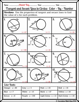 Angles In A Circle Worksheet Lovely Circles Tangent and Secant Lines In Circles Color by