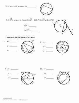 Angles In A Circle Worksheet New Circles Tangents Arcs Inscribed Angles Printables Practice