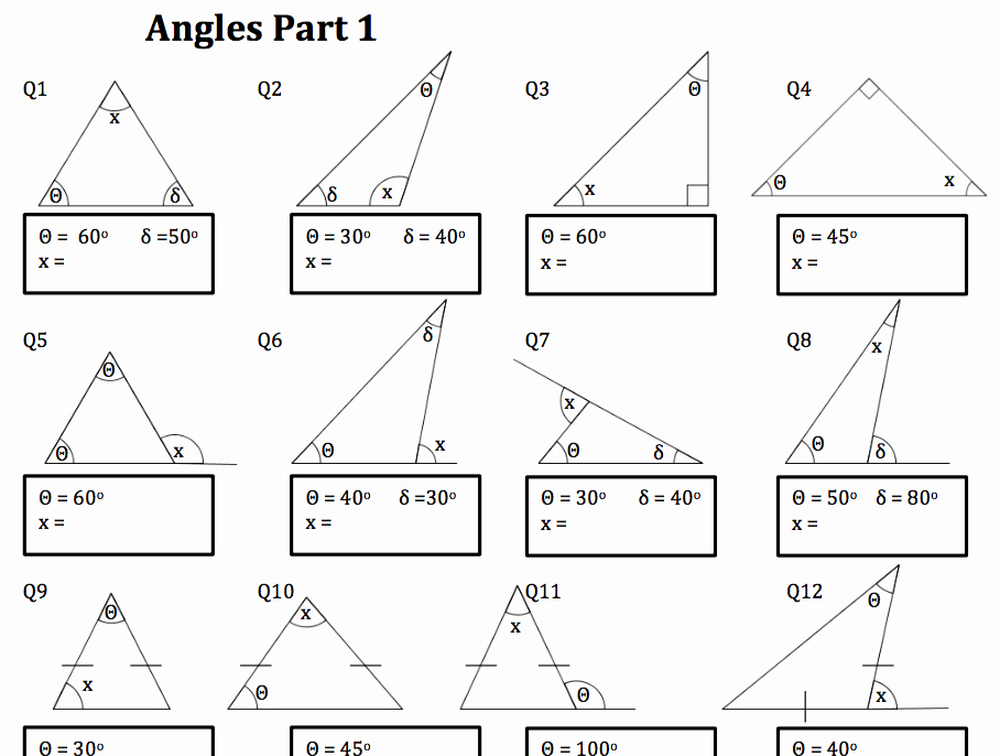 Angles In A Triangle Worksheet New Angles