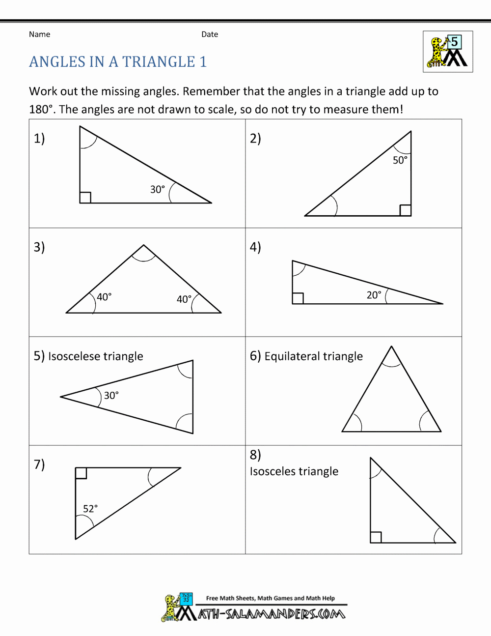 Angles In A Triangle Worksheet Unique 5th Grade Geometry