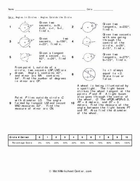 Angles In Circles Worksheet Best Of Quiz Angles In Circles Angles Outside the Circle