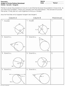 Angles In Circles Worksheet Lovely Angles In Circles Using Secants Tangents and Chords