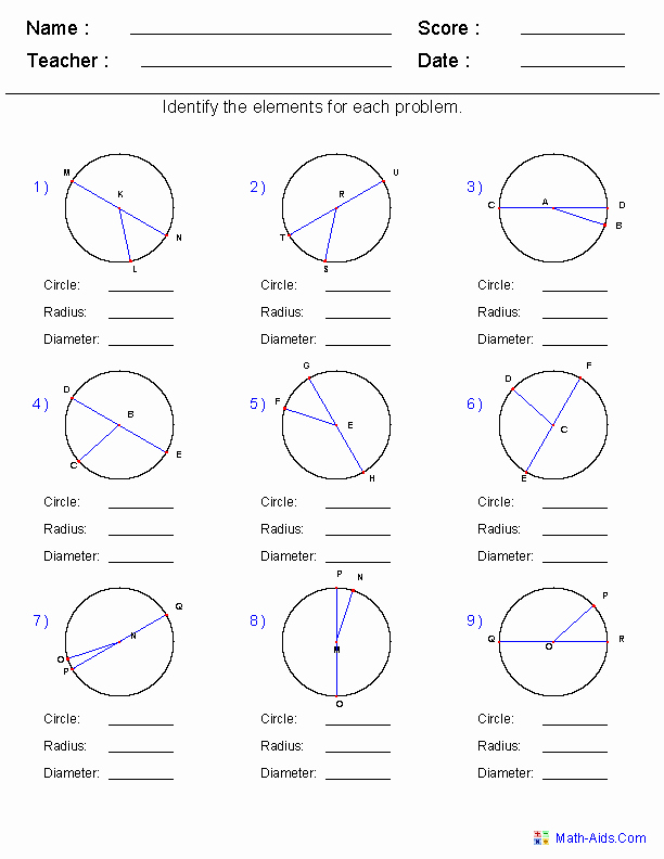 50 Angles In Circles Worksheet