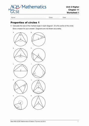 Angles In Circles Worksheet Luxury Gcse Mathematics Properties Of Circles Pack by Ntsecondary
