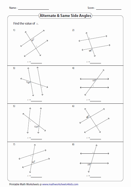 Angles In Transversal Worksheet Answers Awesome Angles formed by A Transversal Worksheets