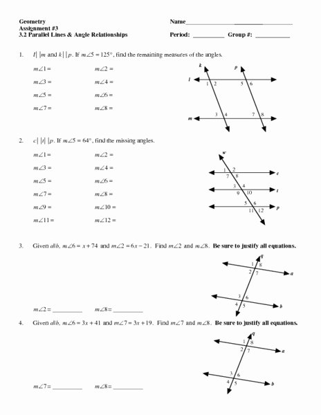 Angles In Transversal Worksheet Answers Beautiful Parallel Lines and Angle Relationships Worksheet for 9th