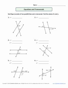 Angles In Transversal Worksheet Answers Elegant Parallel Lines and Transversals Worksheet Equations and