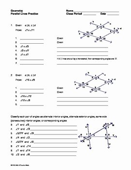 Angles In Transversal Worksheet Answers Elegant Parallel Lines with Transversals Worksheet by Mrs E
