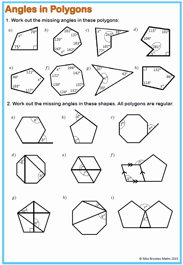 50 Angles Of Polygon Worksheet