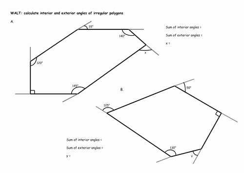 Angles Of Polygon Worksheet New Irregular Polygons Calculate Interior and Exterior