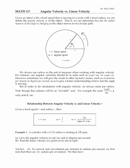 Angular and Linear Velocity Worksheet Unique Worksheet 1 1 Arc Length and Angular Velocity Word Problems