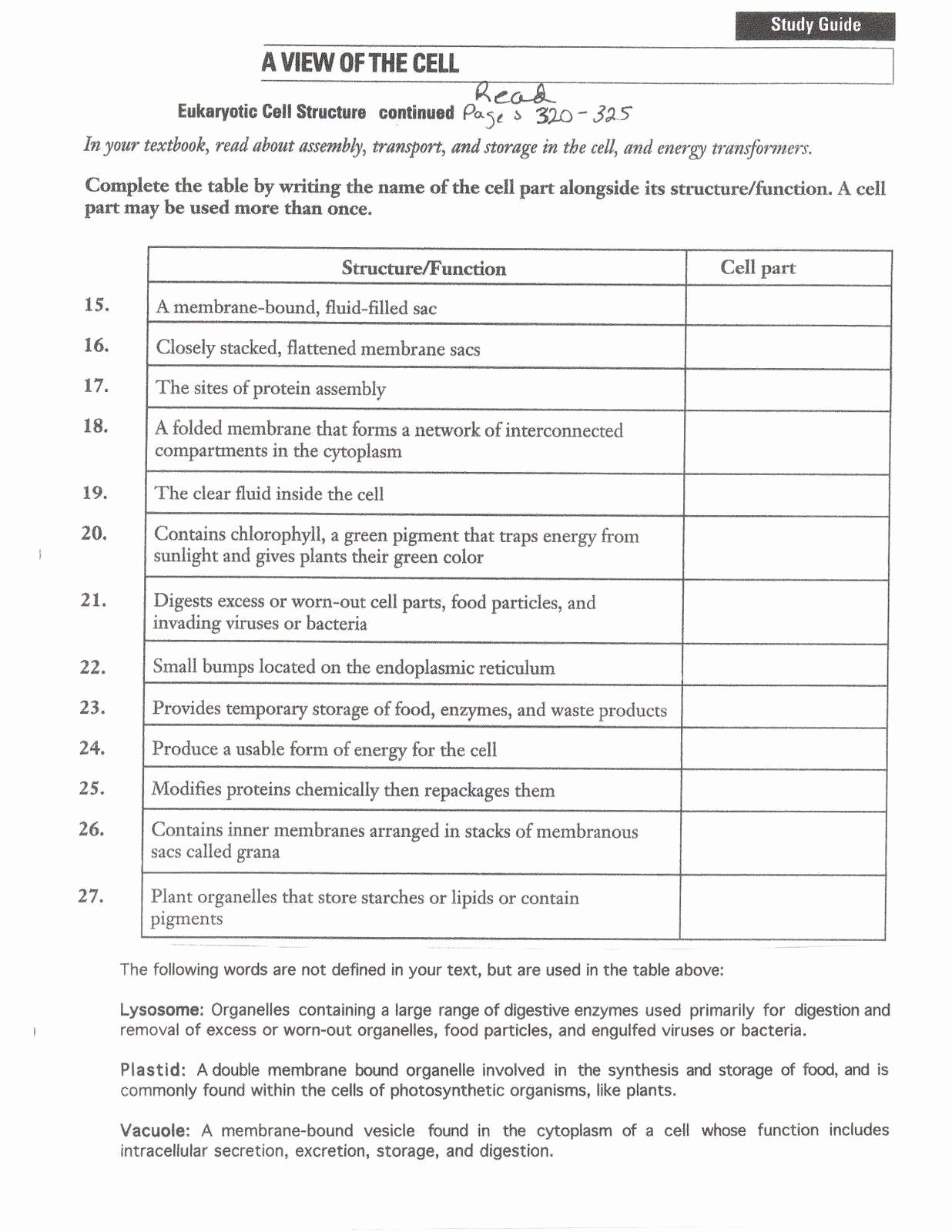 Animal Cell Worksheet Answers Fresh Cell organelles and their Functions Worksheet Answers