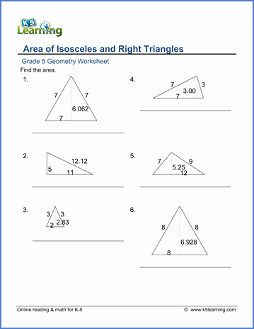 Area Of A Triangle Worksheet Best Of Grade 5 Geometry Worksheets area Of Triangles