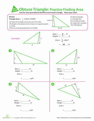 Area Of A Triangle Worksheet Fresh Obtuse Triangle Practice Finding area
