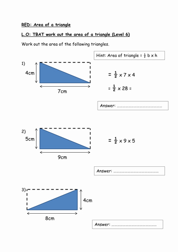 Area Of A Triangle Worksheet Lovely Finding the area Of A Triangle by Rishna S
