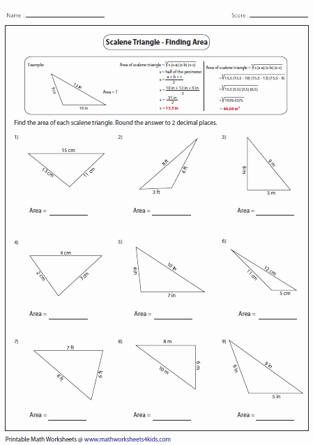 Area Of A Triangle Worksheet Unique Triangles Worksheets