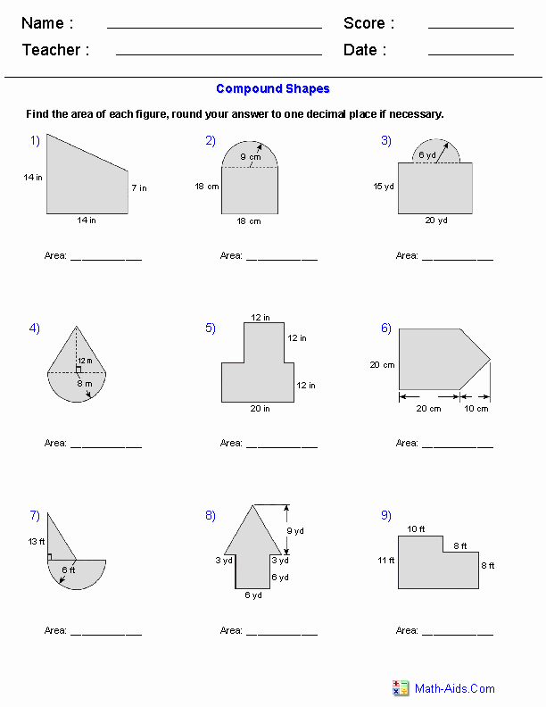 Area Of Composite Figures Worksheet Unique Geometry Worksheets