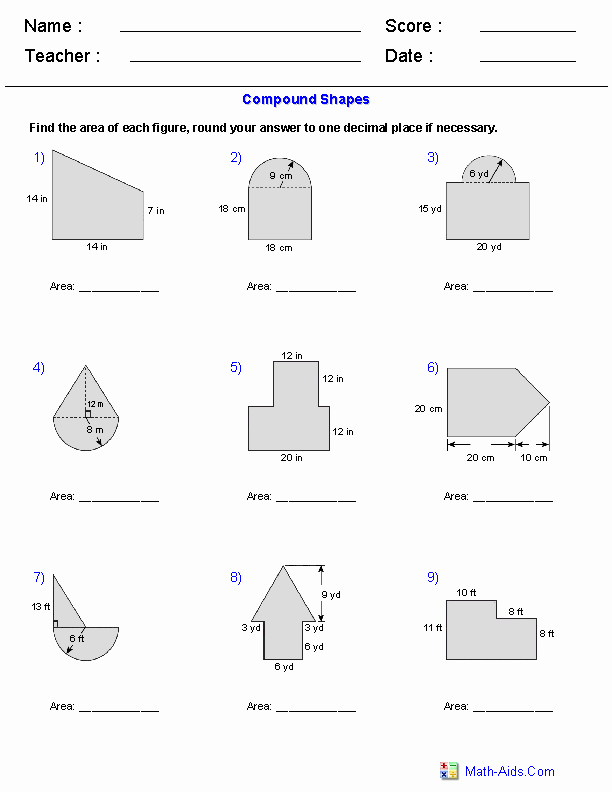 Area Of Composite Figures Worksheet