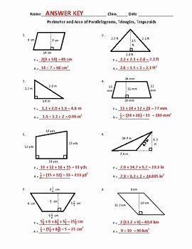 Area Of Parallelogram Worksheet Lovely Free Perimeter and area Of Parallelograms Triangles and