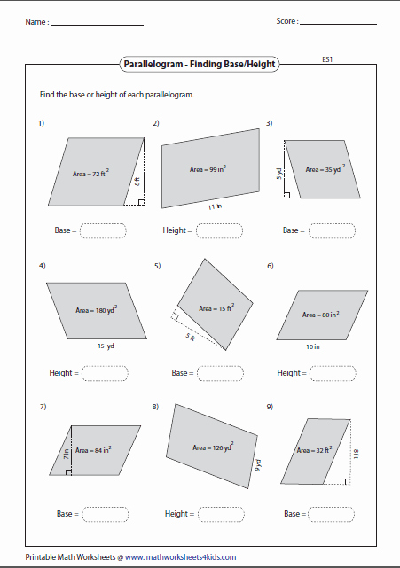 Area Of Parallelogram Worksheet Lovely Image Result for Find the Base and Height Of A