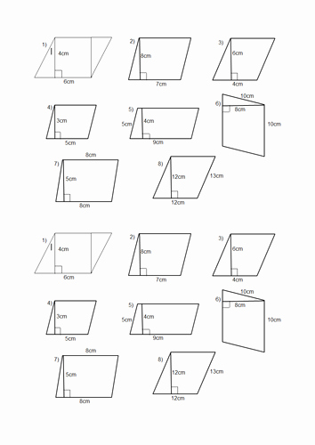 Area Of Parallelogram Worksheet Luxury area Of A Parallelogram and Trapezium Lesson by