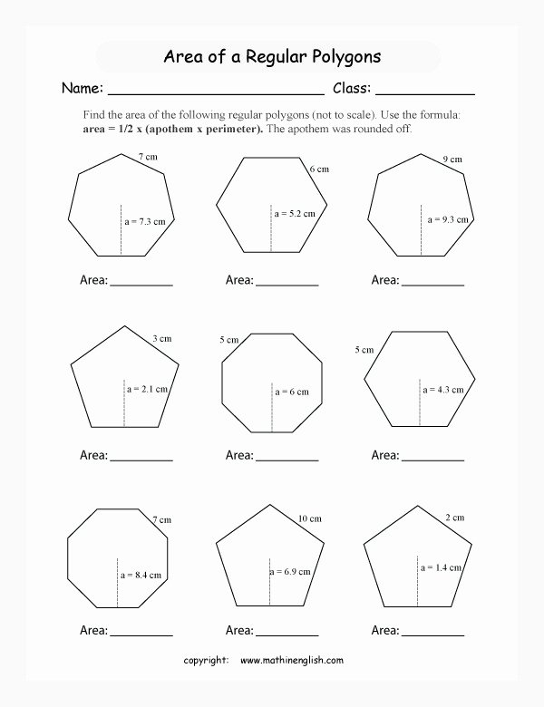 50 Area Of Regular Polygons Worksheet