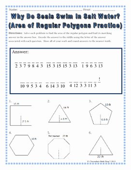 Area Of Regular Polygons Worksheet Inspirational area Geometry area Of Regular Polygons Riddle Worksheet