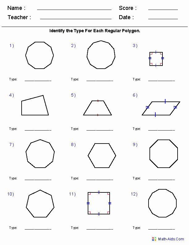 Area Of Regular Polygons Worksheet New area Regular Polygons Worksheet