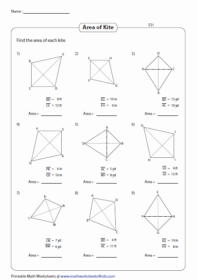 Area Of Rhombus Worksheet Inspirational Quadrilateral Worksheets
