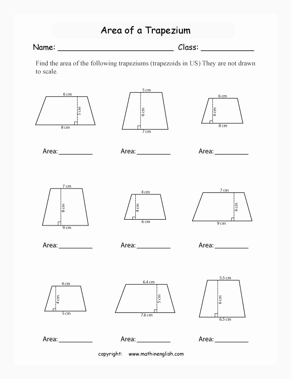 Area Of Trapezoid Worksheet Best Of Calculate the area Of Trapeziums Trapezoids In the Us by