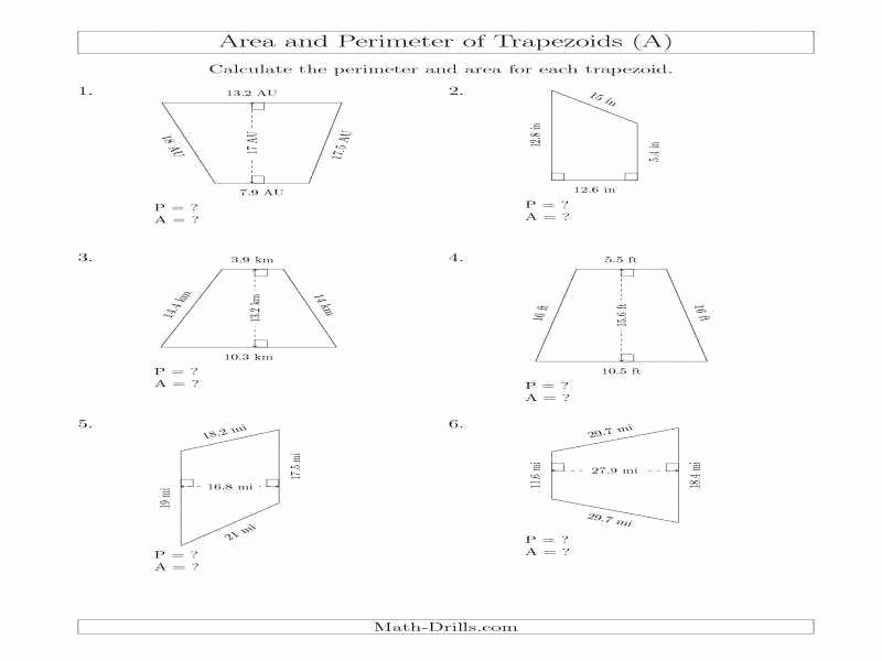Area Of Trapezoid Worksheet Lovely area Trapezoid Worksheet