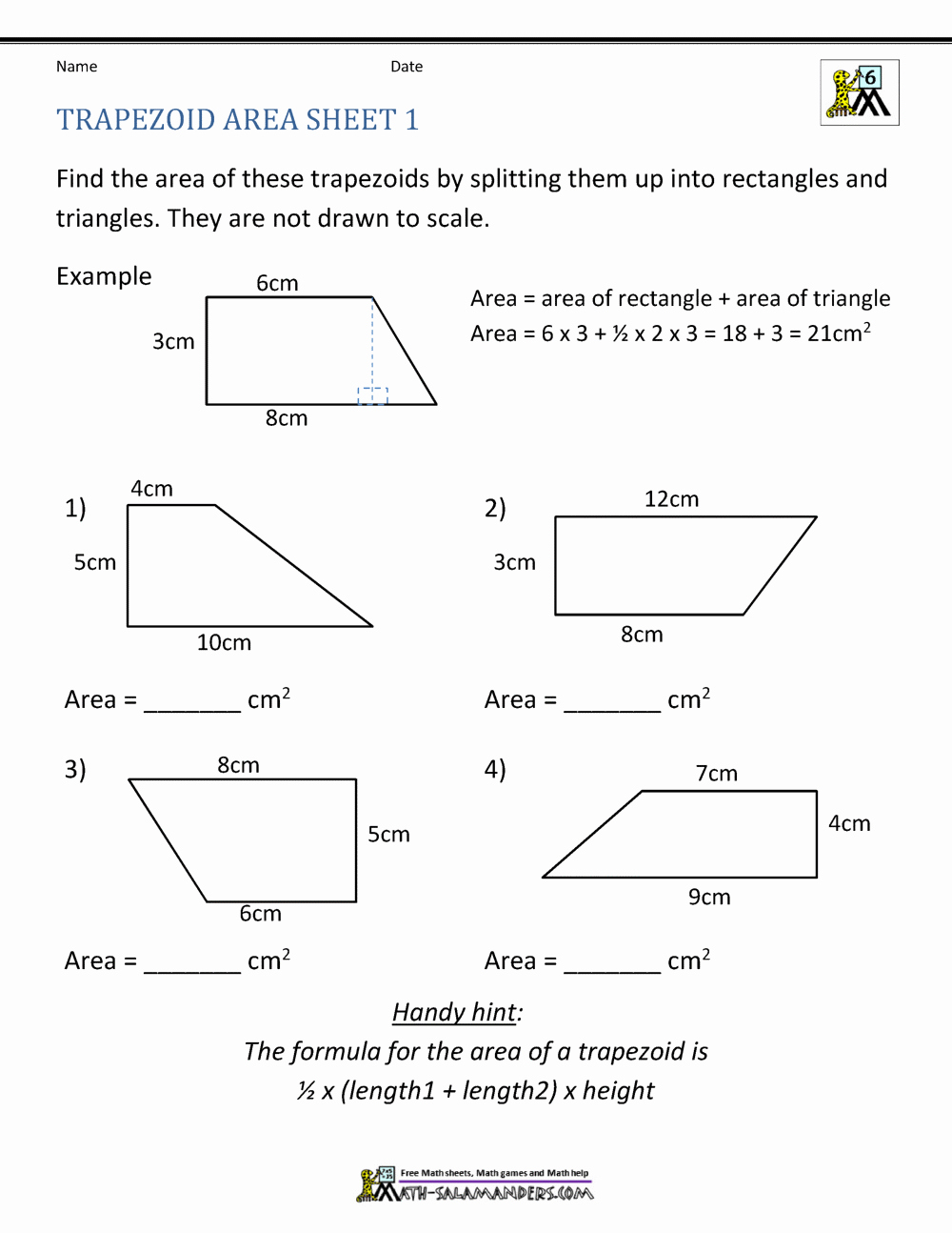 Area Of Trapezoid Worksheet Lovely Math Practice Worksheets
