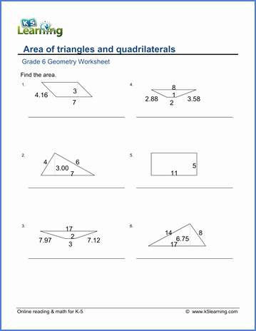 Area Of Triangles Worksheet Pdf Beautiful Grade 6 Math Worksheet Geometry area Of Triangles