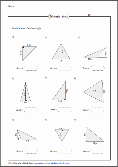 Area Of Triangles Worksheet Pdf Inspirational Triangles Worksheets