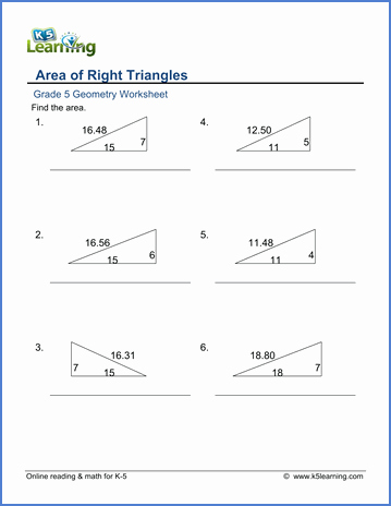 Area Of Triangles Worksheet Pdf Lovely Grade 5 Math Worksheet Geometry area Of Right Triangles