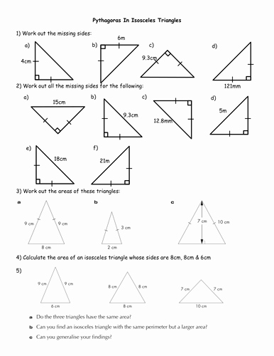 Area Of Triangles Worksheet Pdf Luxury the Cosine Rule and isosceles Triangles by Mathslearn