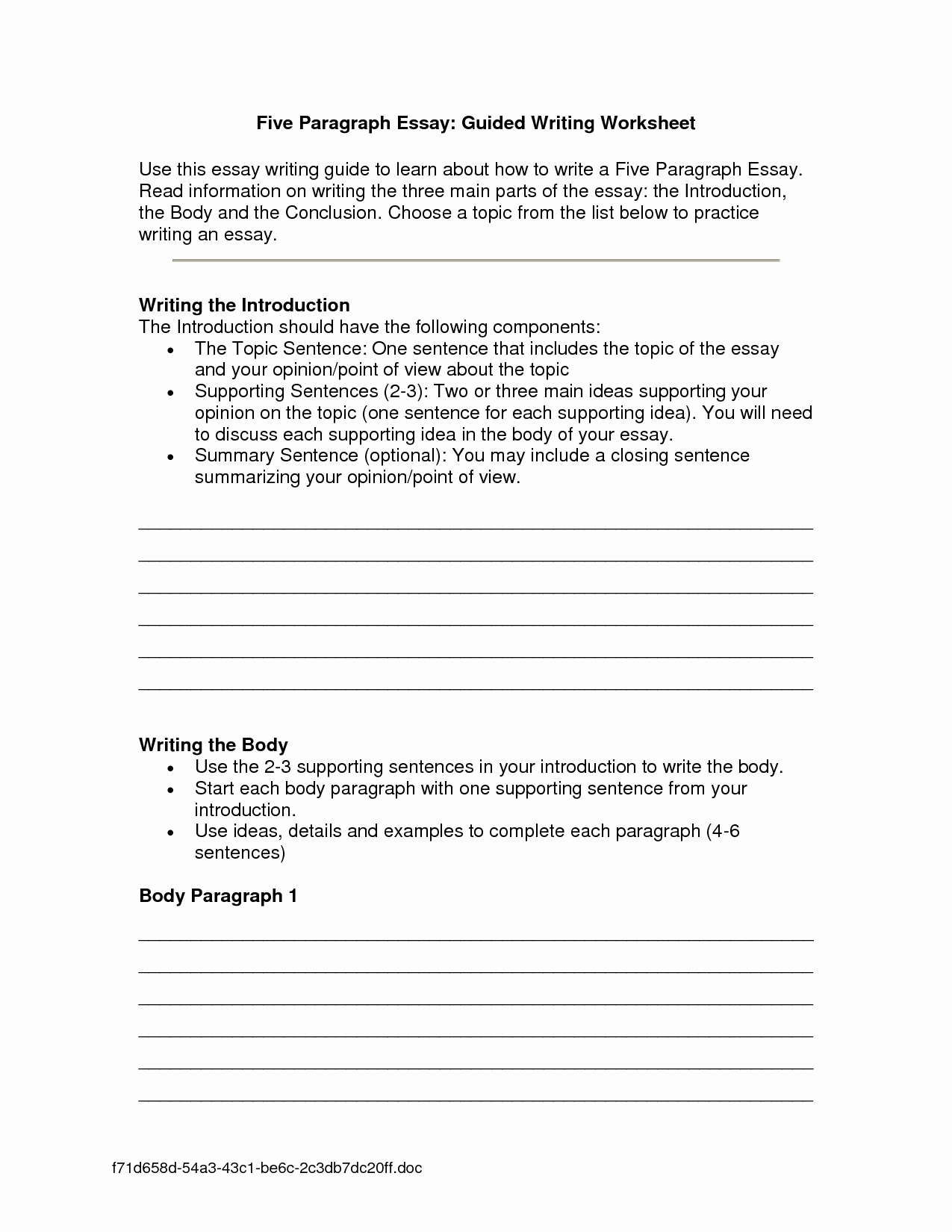 Argumentative Essay Outline Worksheet New 16 Best Of Essay format Worksheet 5 Paragraph