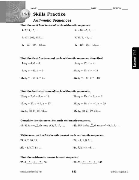 Arithmetic and Geometric Sequences Worksheet Inspirational Arithmetic and Geometric Sequences Worksheet