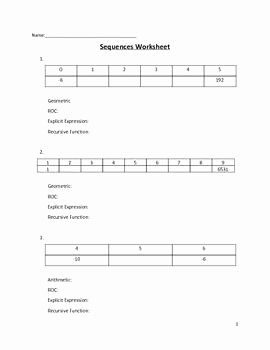 Arithmetic and Geometric Sequences Worksheet Lovely 9 Best Of Arithmetic Recursive and Explicit