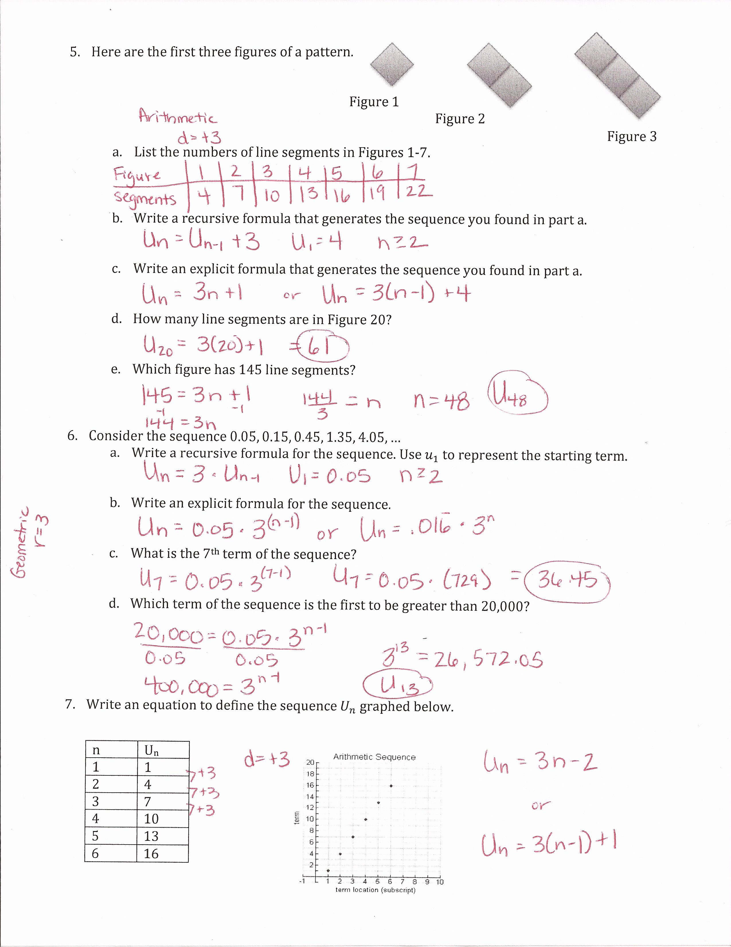 50 Arithmetic Sequence Worksheet Answers